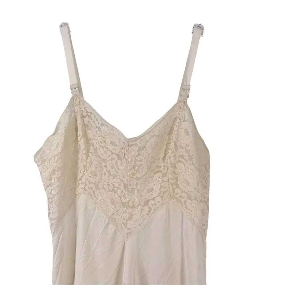 Vintage Slip 60s Baronet Size 36 Union Label Lace Mid Century Lingerie Ivory Top
